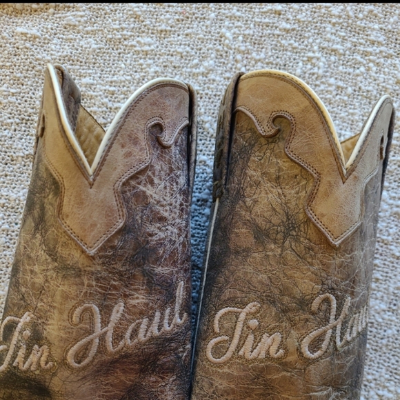 Tin Haul Women's SZ 5 Patches Sq. Toe Western Cowgirl Boot Rodeo Ranch Brown - Picture 10 of 12